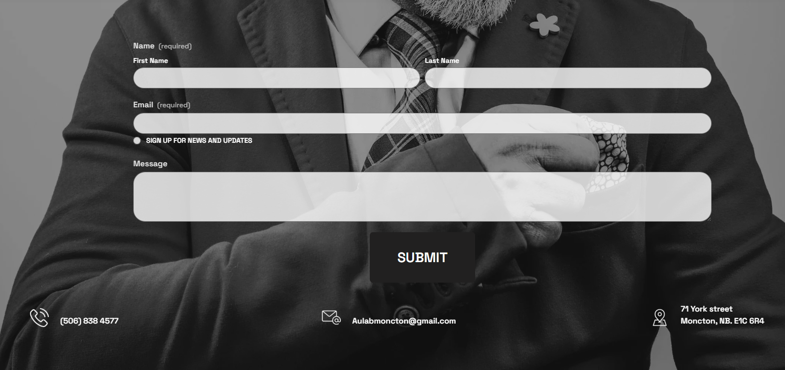 Au Lab contact section with lead generation