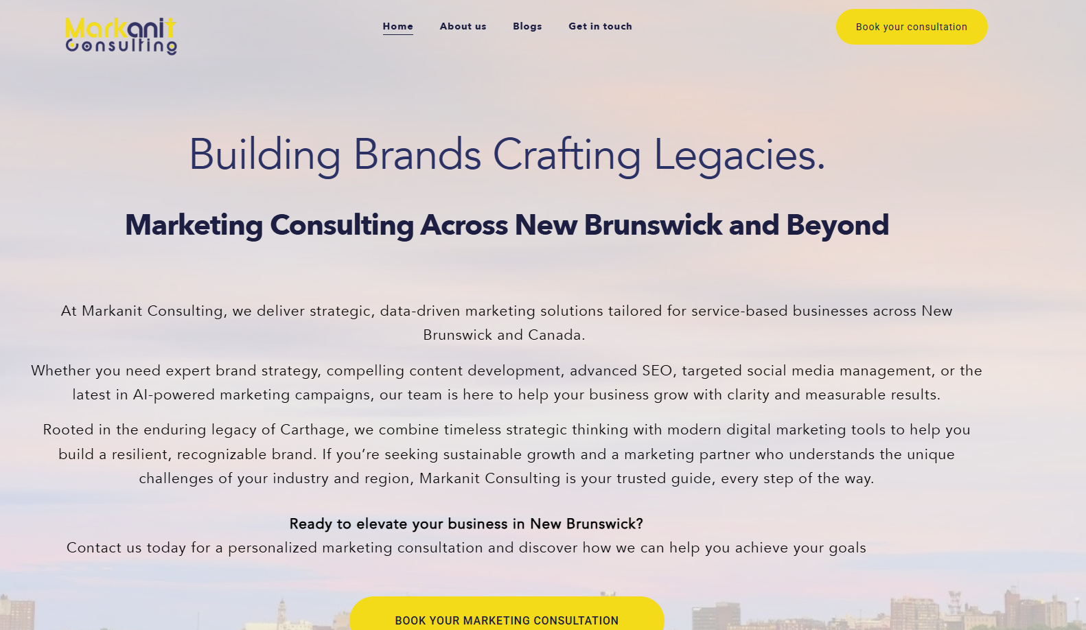 Markanit home page showcasing AI-powered marketing services